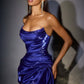 Ladivine CD426 Strapless Fitted Lustrous Satin Mini Dress