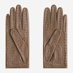 CD4378 (camel) - Women's sporty Italian leather driving gloves