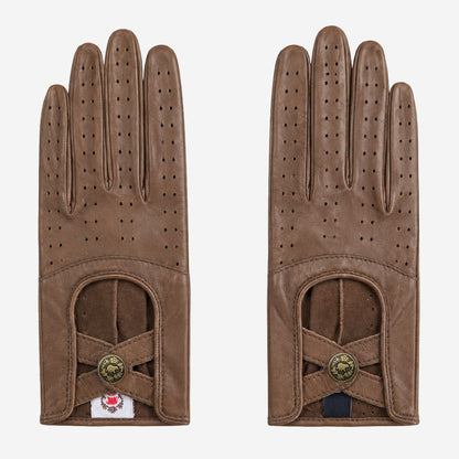 CD4378 (camel) - Women's sporty Italian leather driving gloves