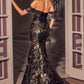 Ladivine CD640 Black/Gold Off Shoulder Fitted Mermaid Gown