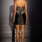 Ladivine CD645 Strapless Sheer Corset Fitted Mini Dress