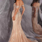 Ladivine CD654 Off Shoulder Glitter Fitted Corset Bodice Mermaid Gown