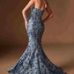 Ladivine CD655 Luxurious Floral Jacquard Fitted Mermaid Gown