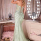 Ladivine CD660 Glamorous Illusion Corset Bodice Plunging Neck Fitted Gown