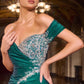 Ladivine CD667 Classic Hollywood Off Shoulder Fitted Stretch Satin Gown