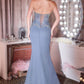 Ladivine CD669 Captivating Fitted Chiffon Gown with Leg Slit