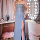 Ladivine CD669 Captivating Fitted Chiffon Gown with Leg Slit