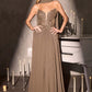 Ladivine CD673 Captivating Strapless Flowy A-Line Gown