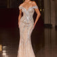Ladivine CD674 Sculpted Silhouette Sparkling Sequin Soft Tulle Fitted Gown