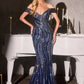 Ladivine CD674 Sculpted Silhouette Sparkling Sequin Soft Tulle Fitted Gown