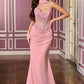 Ladivine CD683 Sculpted Strapless Neckline Soft Mesh Embellished Fitted Gown