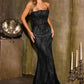 Ladivine CD684 Breathtaking Strapless Linear Motif Beaded Fitted Gown