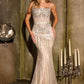 Ladivine CD684 Breathtaking Strapless Linear Motif Beaded Fitted Gown