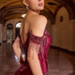 Ladivine CD688 Luxurious Stretch Satin Off Shoulder Fitted Evening Gown