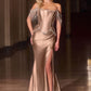 Ladivine CD688 Luxurious Stretch Satin Off Shoulder Fitted Evening Gown