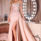 Ladivine CD689 Fitted Asymmetrical Strapless Stretch Satin Gown