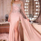 Ladivine CD689 Fitted Asymmetrical Strapless Stretch Satin Gown
