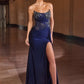 Ladivine CD689 Fitted Asymmetrical Strapless Stretch Satin Gown