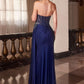 Ladivine CD689 Fitted Asymmetrical Strapless Stretch Satin Gown
