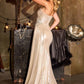 Ladivine CD691 Luxe Draping One Shoulder Liquid Satin Fitted Gown