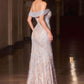 Ladivine CD693 Fitted Off Shoulder Sweetheart Neck Crystal Evening Dress