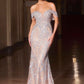 CLEARANCE - Ladivine CD693 Fitted Off Shoulder Sweetheart Eggplant Evening Dress (Size 4)