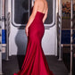 Ladivine CD694 Luxe Stretch Satin Fitted Evening Dress