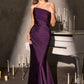 Ladivine CD694 Luxe Stretch Satin Fitted Evening Dress