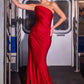 Ladivine CD694 Luxe Stretch Satin Fitted Evening Dress