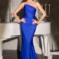 Ladivine CD694 Luxe Stretch Satin Fitted Evening Dress