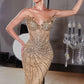Ladivine CD715 Radiant Linear Beaded Strapless Mermaid Gown