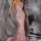 Ladivine CD715 Radiant Linear Beaded Strapless Mermaid Gown