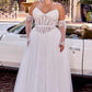 Ladivine CD717W Strapless A-Line Gown Lace Applique Tulle Skirt