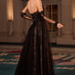 Ladivine CD717 Strapless A-Line Gown Lace Applique Tulle Skirt