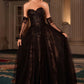 Ladivine CD717 Strapless A-Line Gown Lace Applique Tulle Skirt