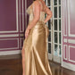 Ladivine CD718 Fitted Satin Evening Gown V-Neckline