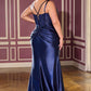 Ladivine CD718 Fitted Satin Evening Gown V-Neckline