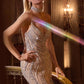 Ladivine CD719 Form Fitting Plunging Neck Sequin Beadwork Formal Dress