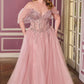 Ladivine CD721C Strapless A-Line Sweetheart Corset Bodice Plus Size Dress