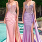 Ladivine CD722 Elegant Strapless Satin Fitted Evening Gown