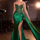 Ladivine CD722 Elegant Strapless Satin Fitted Evening Gown