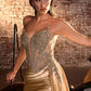 CLEARANCE - Ladivine CD722 Strapless Satin Fitted Emerald Evening Gown (Size 6)