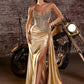 CLEARANCE - Ladivine CD722 Strapless Satin Fitted Emerald Evening Gown (Size 6)