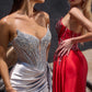 Ladivine CD722 Elegant Strapless Satin Fitted Evening Gown