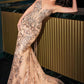 Ladivine CD723 Strapless Fitted Gown Plunging Neckline Floral Detailing
