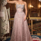 Ladivine CD724 Glitter A-Line Gown Strapless Sweetheart Crystal Beaded