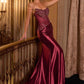 Ladivine CD725 Strapless Fitted Gown Scoop Neckline Crystal Lace