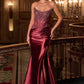 Ladivine CD725 Strapless Fitted Gown Scoop Neckline Crystal Lace