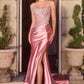 Ladivine CD725 Strapless Fitted Gown Scoop Neckline Crystal Lace