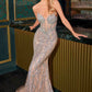 Ladivine CD728 Plunging Neckline Fit and Flare Evening Gown